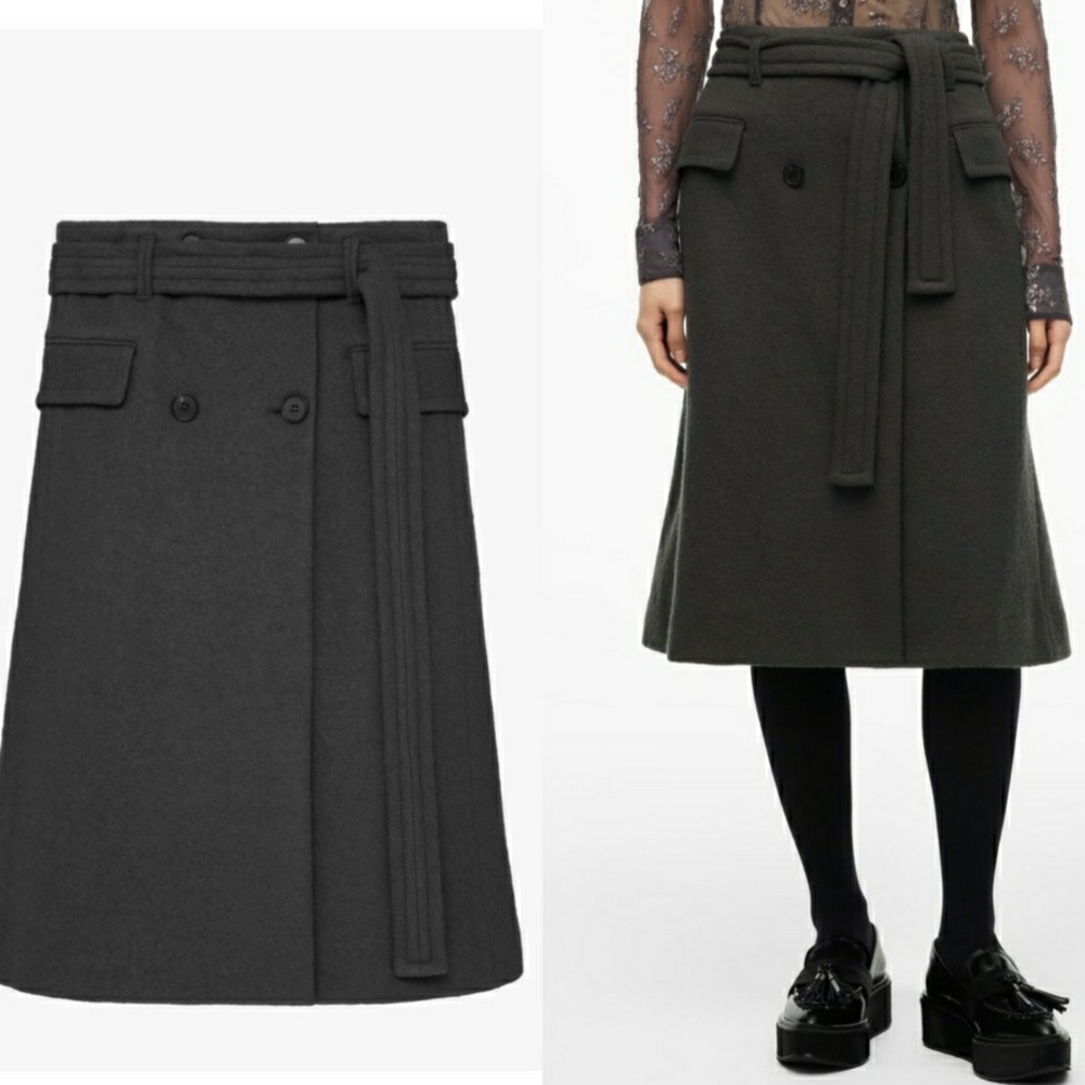 ZARA Studio Elegant Black Wool Skirt